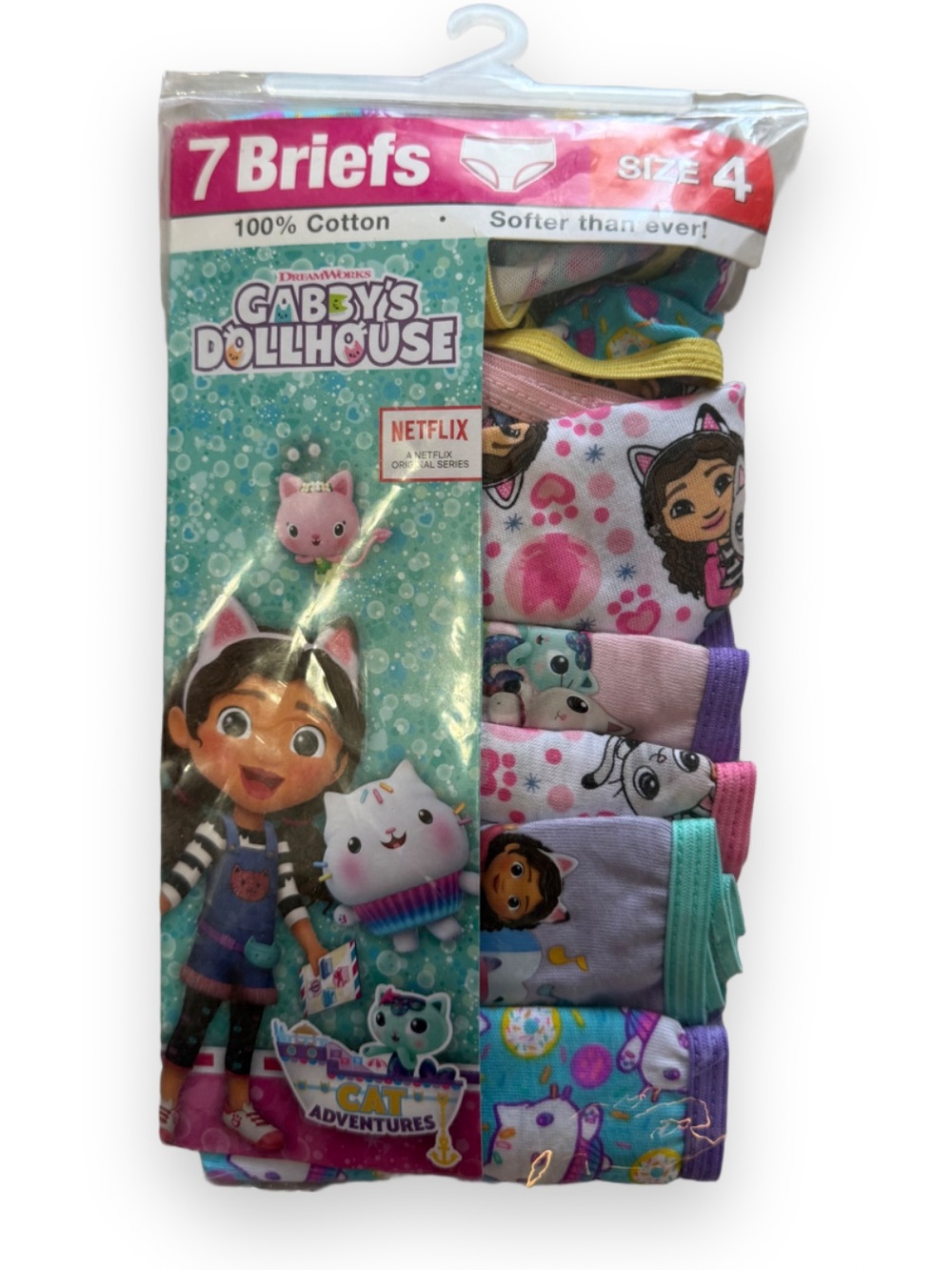 Gabby's Dollhouse Girls' 7-Pack Cotton Briefs - Pink Multicolor (Size 4)